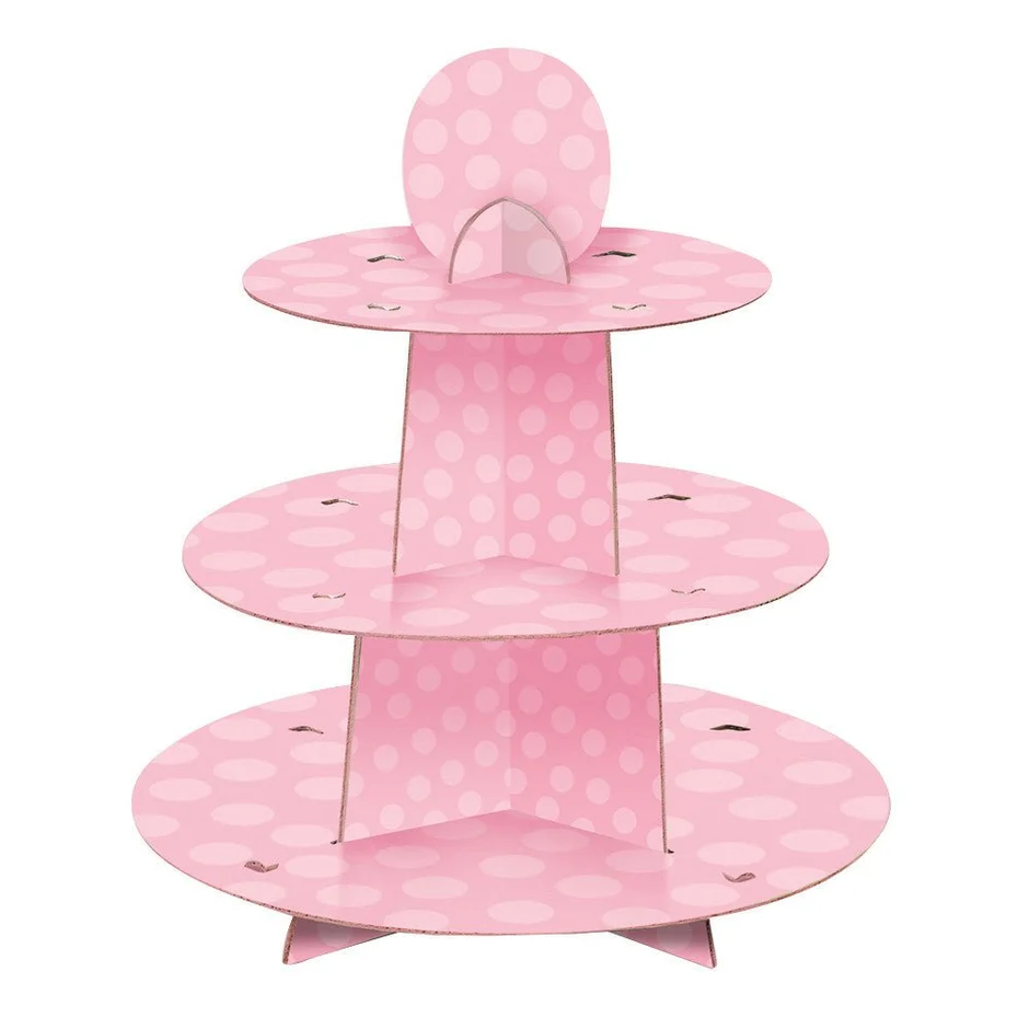 cupcake-etagere-stippen-roze-34cm-1595643 PATERA PAPIEROWA RÓŻOWA CUPCAKE STAND RÓŻOWY - obrazek 1