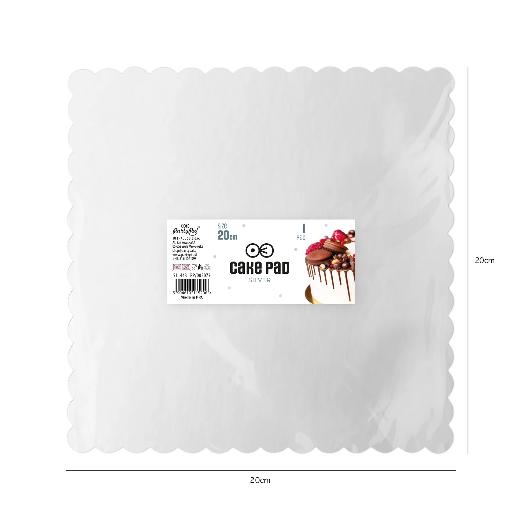 511443_O PODKŁAD POD TORT TACKA CIASTO SREBRNA 20CM - obrazek 1