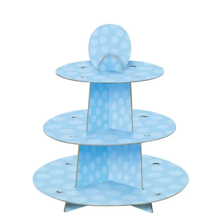 cupcake-etagere-stippen-blauw-34cm-3420109 PATERA PAPIEROWA NIEBIESKA CUPCAKE STAND NIEBIESKI - obrazek 1