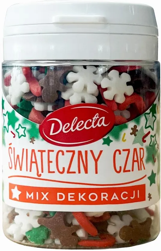 edd9add5-b801-40a8-a37d-f8677291975e_i-delecta-zestaw-dekorada-i-swiateczny-czar-dekoracje-do-ciast-pierniczkow-x3 POSYPKA ŚWIĄTECZNY CZAR 55g DELECTA - obrazek 1