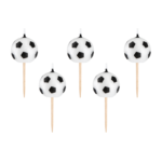 ŚWIECZKI URODZINOWE FOOTBALL CZARNO-BIAŁE 5SZT.